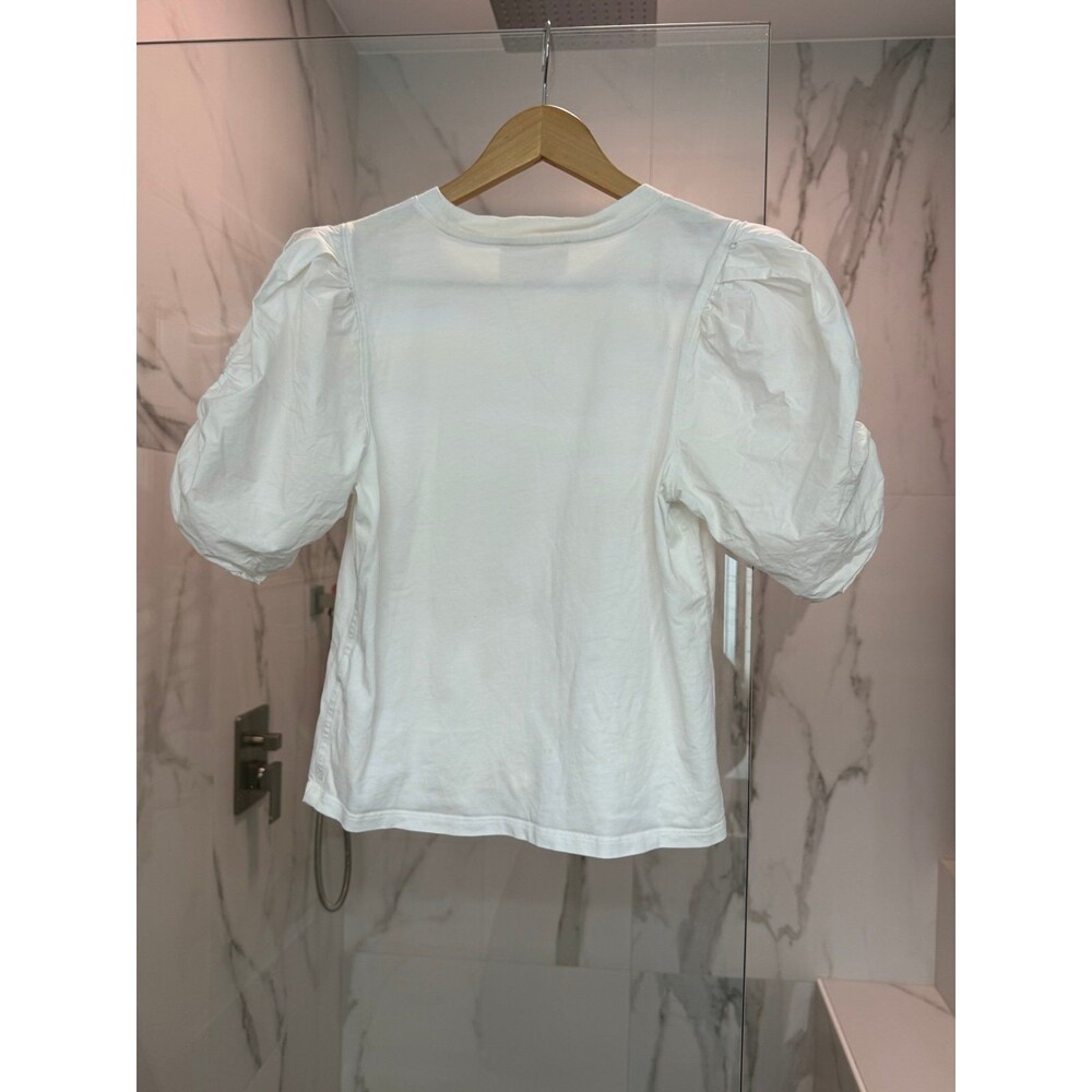 FRAME Cotton Puff Sleeve Top, Size M - Picture 7 of 9
